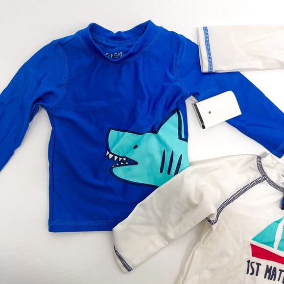 Bundle of Cat & Jack Infant Baby Rash Guards Swim Shirts Long Sleeve 3-6 months - Picture 2 of 5